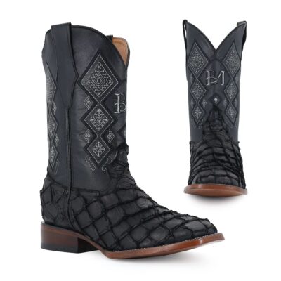 BOTA VAQUERA BULLDOG PESCADO NOBUCK NEGRO.