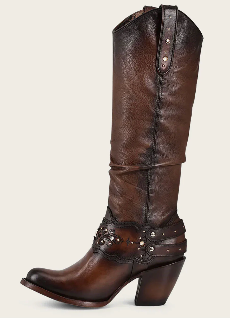 BOTAS DE PIEL COLOR CAFÉ PINTADA A MANO CON CRISTALES AUSTRIACOS | THE ...